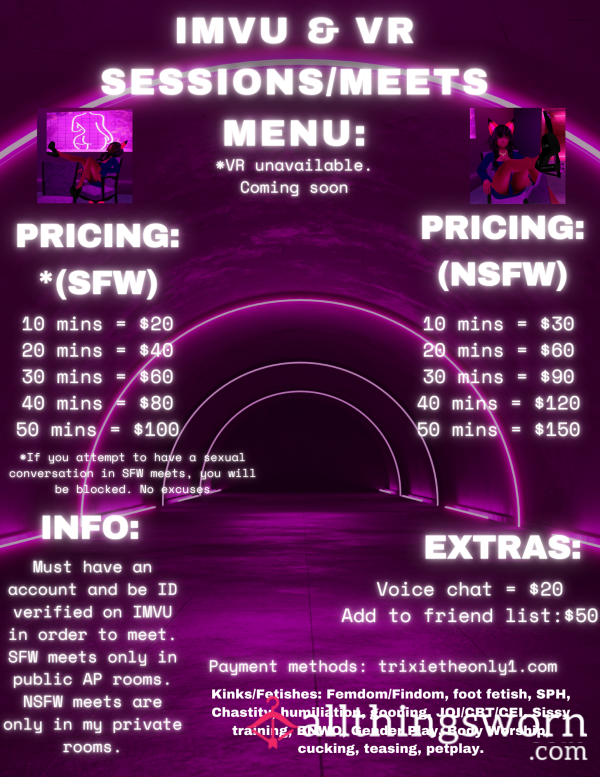 IMVU/VR Meets With Master! Read Menu For Pricing/details