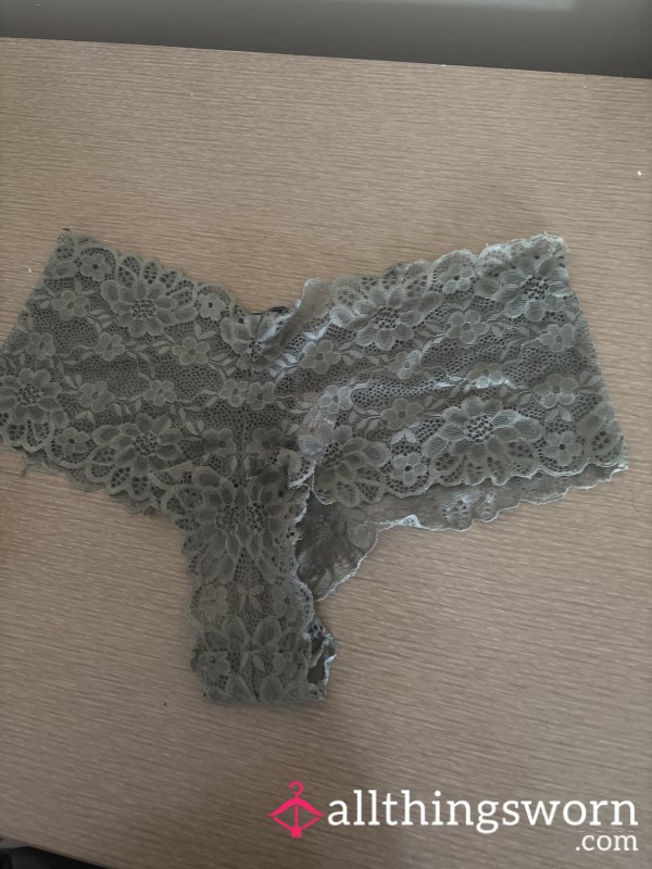 Intimately Used Light Green Lace Thong