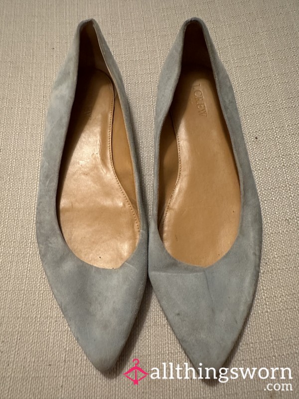 (SOLD) Jcrew Blue Suede Pointed Toe Ballet Flats