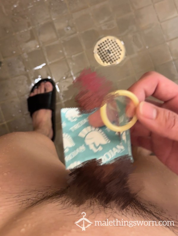 Jerk Off In A Condom In Da Gym Shower