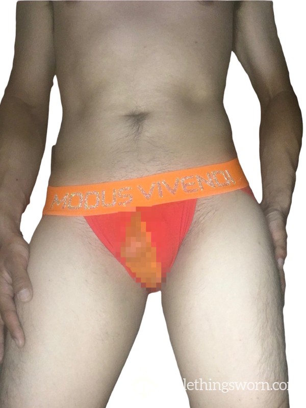 Jockstrap 👀 P**k A Boo See Through🫣 Red Orange 🍊 Sparkle MODUS VIVENDI Size Medium