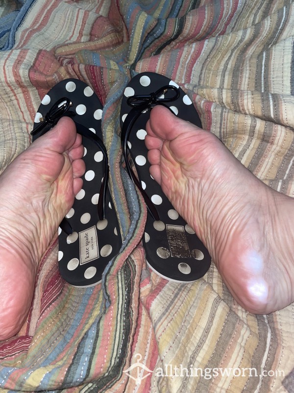 Kate Spade Filthy Smelly Worn In Cute Polka Dot Flip Flops