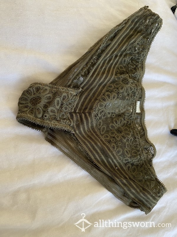 Khaki Green Lace Worn Panties!