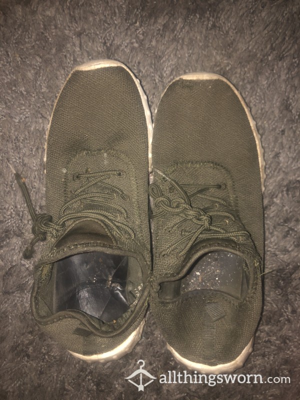 Khaki Green Ruined Trainers Size 6