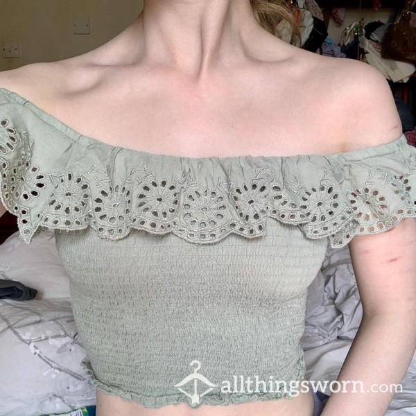 Worn Sage Crop Top