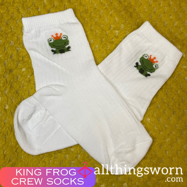 King Frog White Crew Socks 👑  - 2 Day Wear + 1 Workout Included - £15 😈 Longer Wears And International Shipping Available 🌍