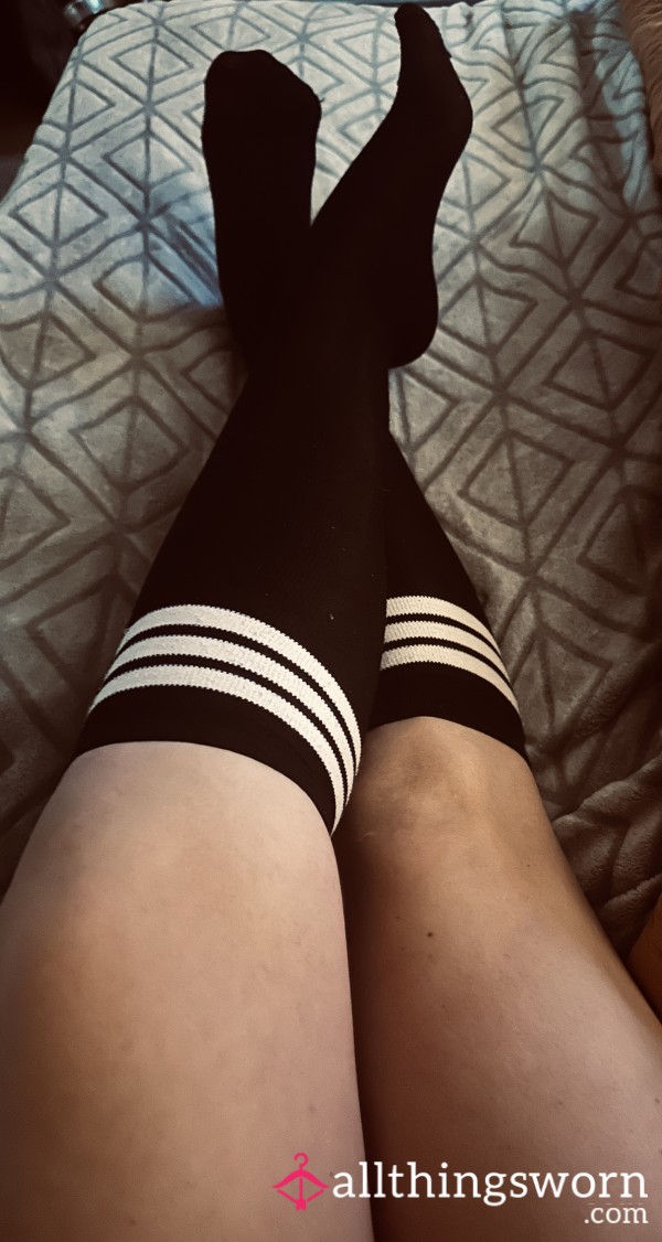 Knee High Black Socks- Worn 24hrs🖤