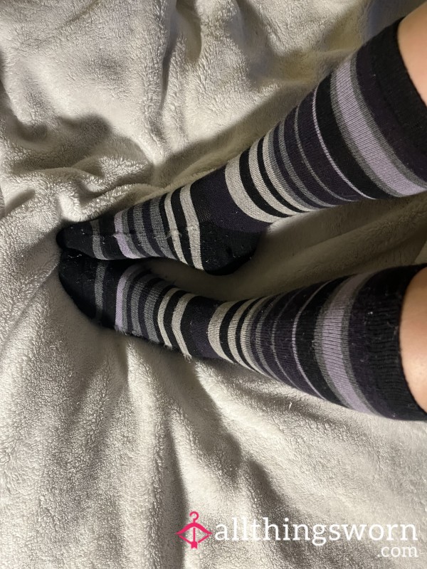 Knee High Black&Purple Stripped Socks