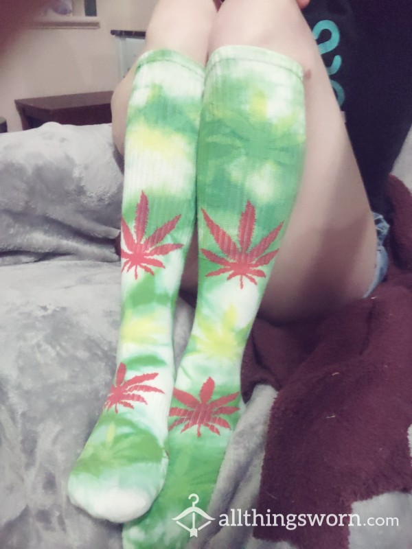 Knee High Graphic Design Socks Green Tall Socks*