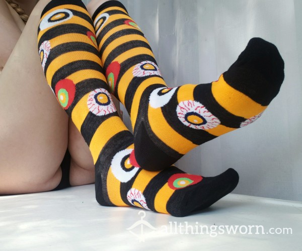 Knee-High Halloween EyeBall Stripe Socks🎃👻