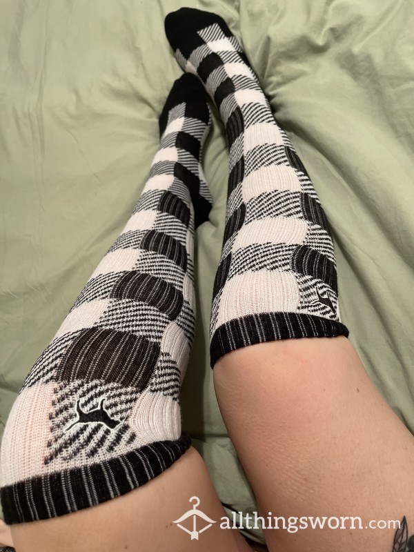 Knee High Victoria Secrete Black And White Checkered