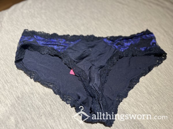 La Senza Blue Satin+lace Cheeky Panty