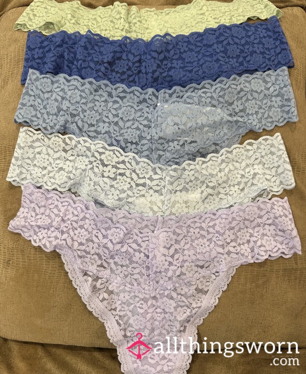 Lace And Cotton Thongs