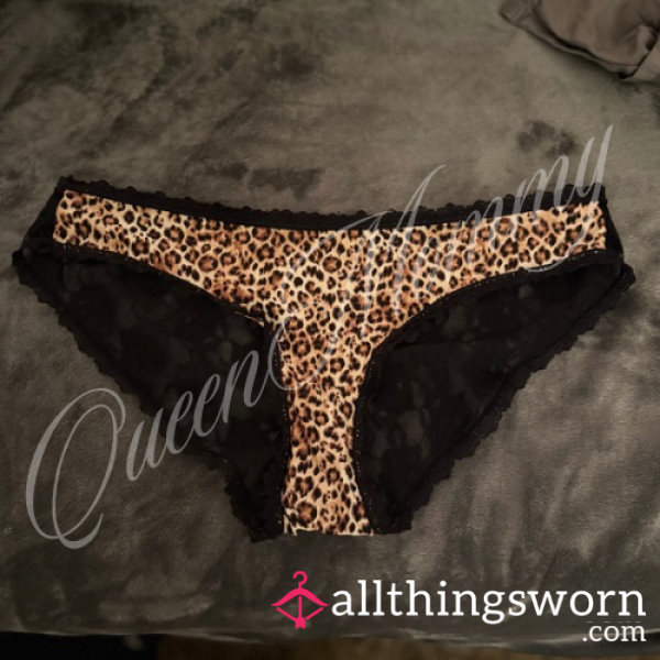 Lace And Leopard Panties - Size 9/XL