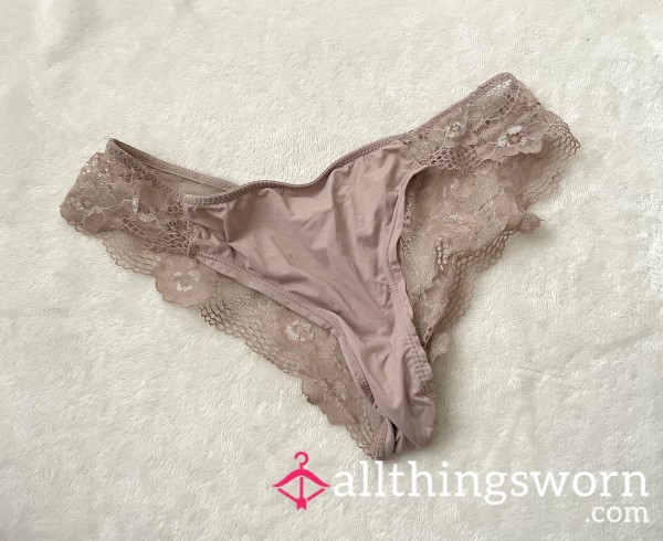 Lace Back Mauve Brazilian Panties | 24hr Wear Included