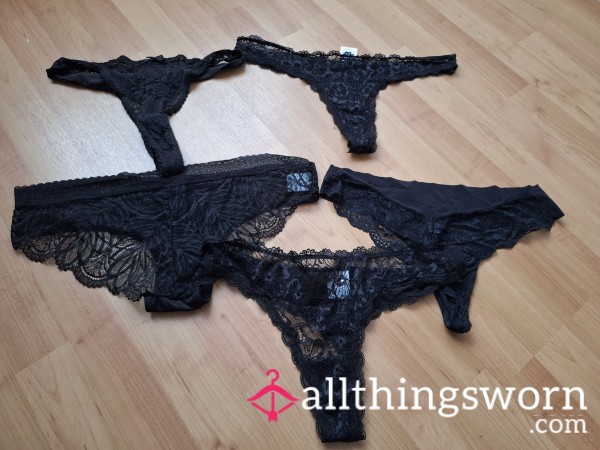 Lace Black Thongs