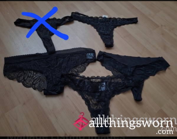 Lace Black Thongs