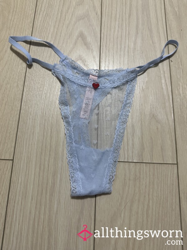 Lace Blue Victoria Secret Thong Worn