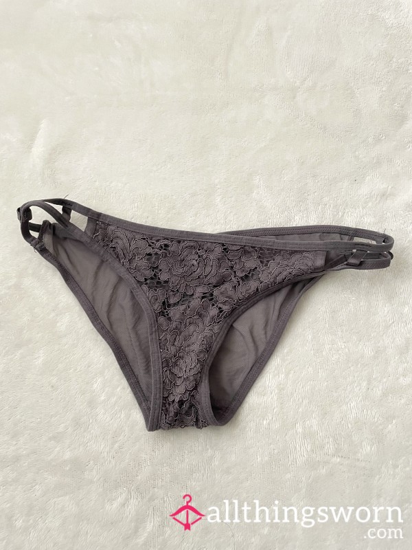 Lace Brazilian Mesh Grey Panties