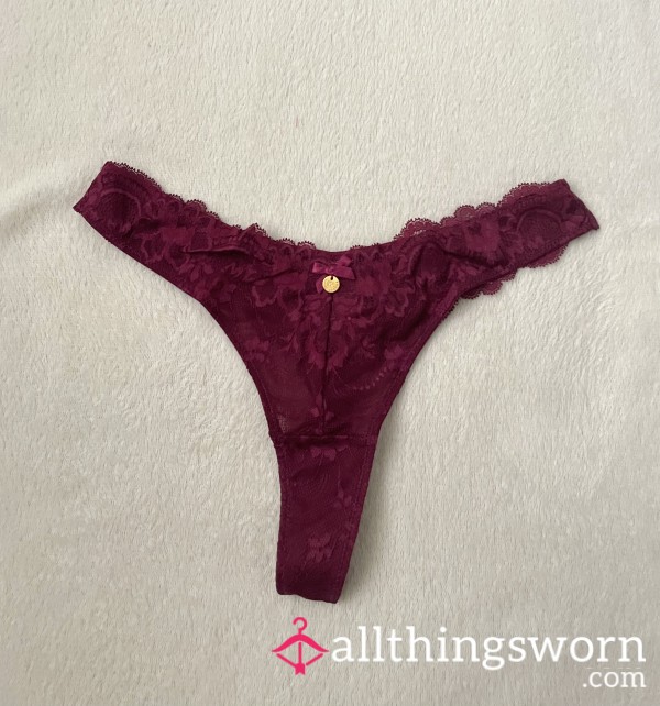 Lace Burgundy Boux Avenue Bow Thong