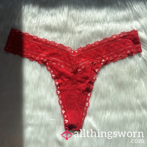 Lace Heart Red Thong