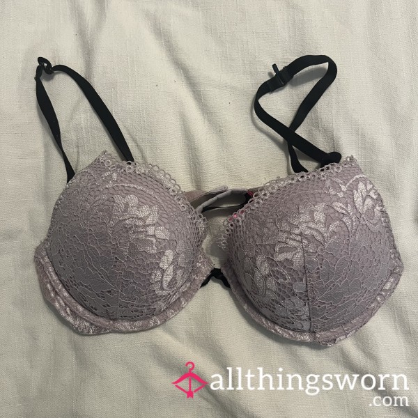 Lace Strappy Push Up Bra | Lilac & Black | 34C