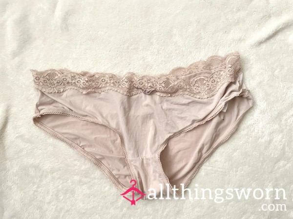 Lace Trim Baby Pink Fullback Briefs