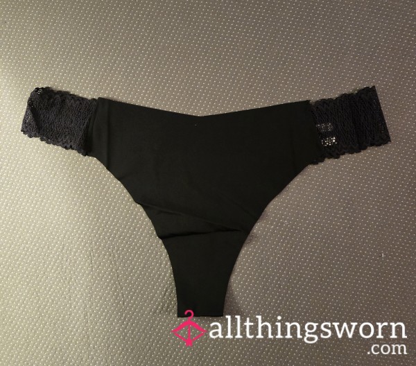 Lace Waist Satin Thong