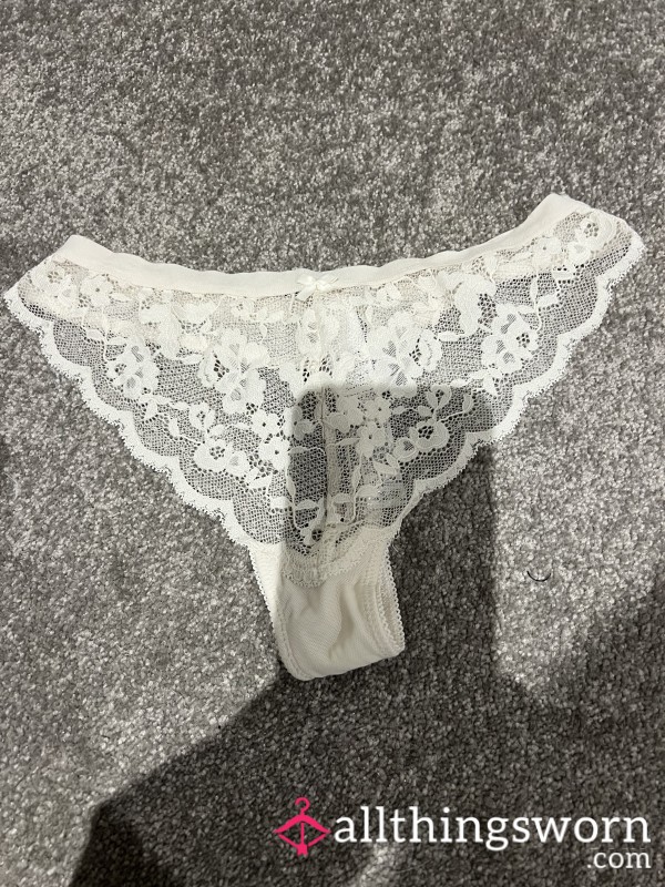 Lace White Thong With 24 Hours Wear!