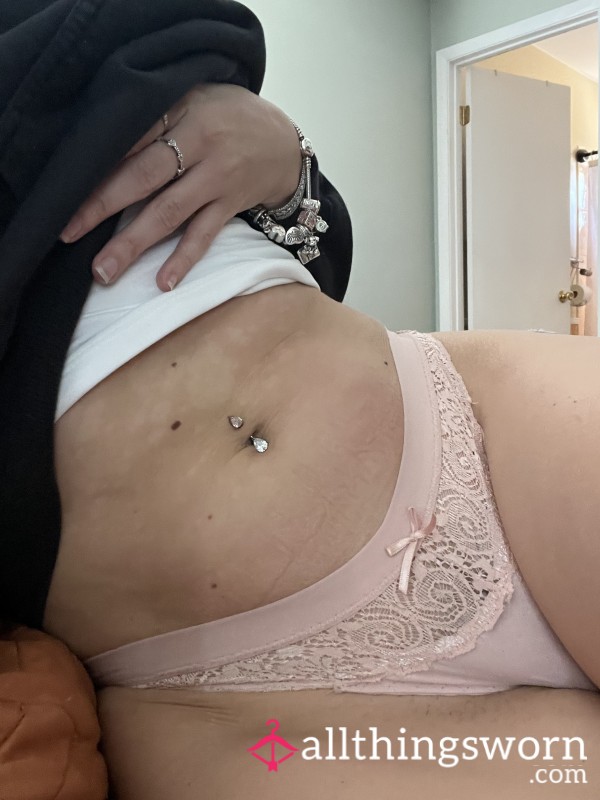 Lace/nylon Light Pink Thong