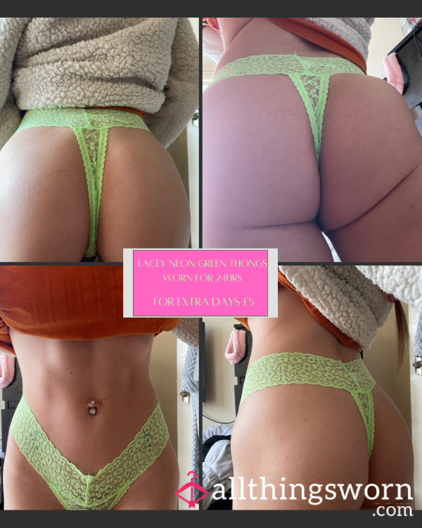 Lacey Green Thongs Worn For 24 Hours