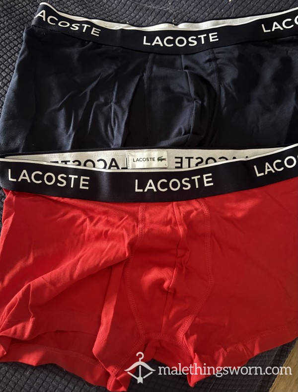 Lacoste Trunks Size L - 1x Red / 1x Navy Blue