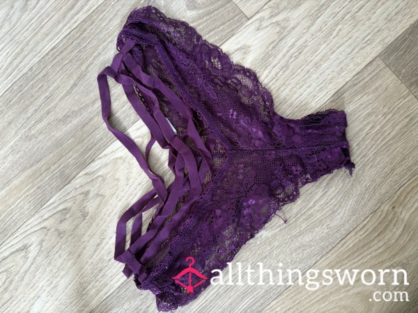 Lacy Cotton Gusset Purple Panties