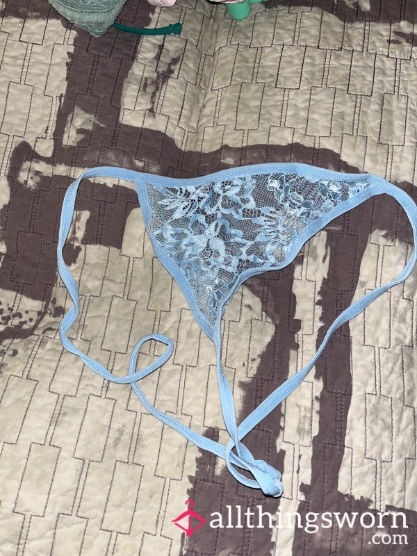 Lacy See Through Blue G String