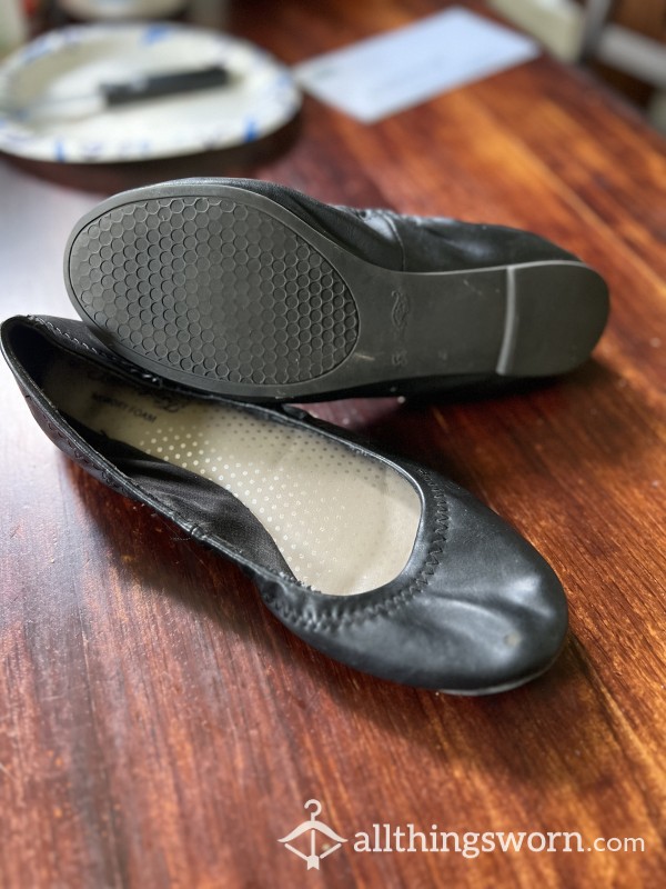 Ladies Black Flats For Service Dress