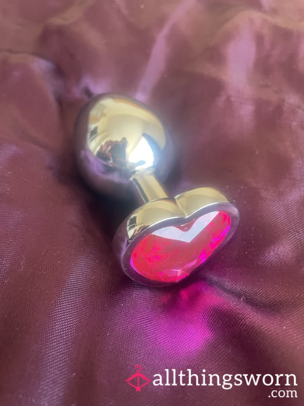 Large Used Metal Bu*t Plug With Pink Heart Gem