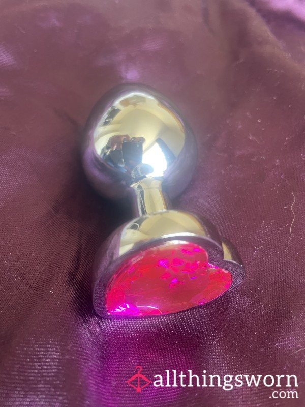 Large Used Metal Bu*t Plug With Pink Heart Gem