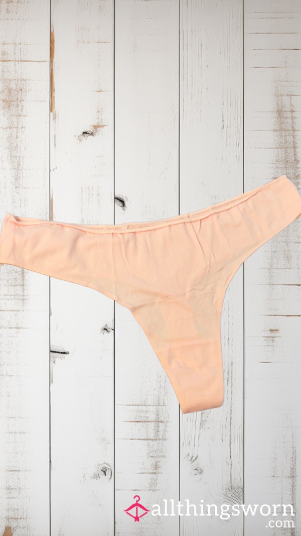 Large Peach Cotton Thong [Add-ons Available] [BBW Panties] [Domme Panties]