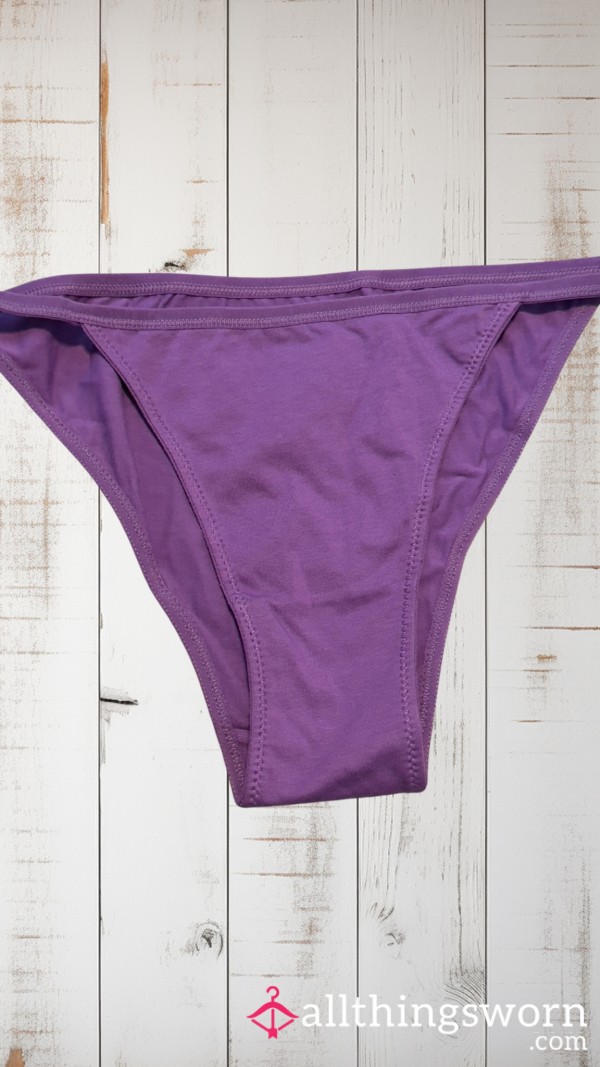 Large Purple Cotton String Bikini Panties[Add-ons Available] [BBW Panties] [Domme Panties]