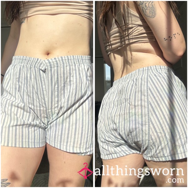 Large White And Grey Striped Boxers