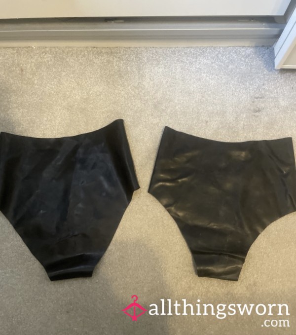 Latex Black Worn High Waisted Panties. Cheeky Or Full Back Available