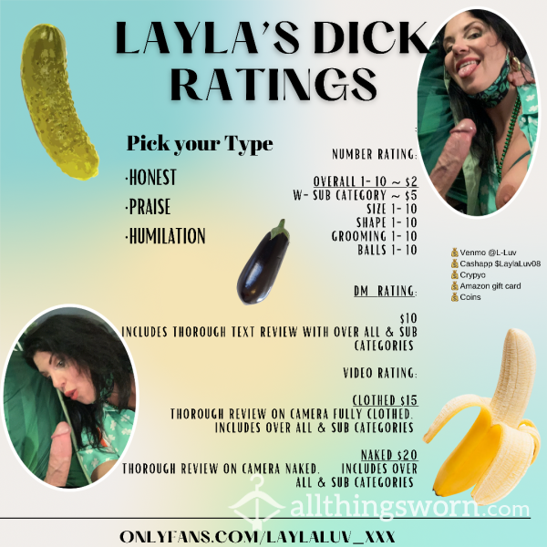 Layla’s D*ck Rating/ Honest, Flattering, Humiliating