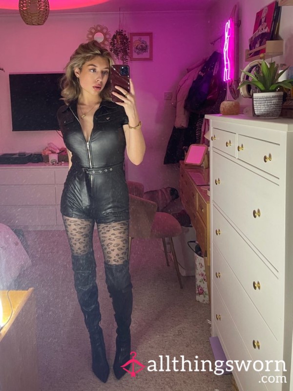 Leather Pu S**y Playsuit