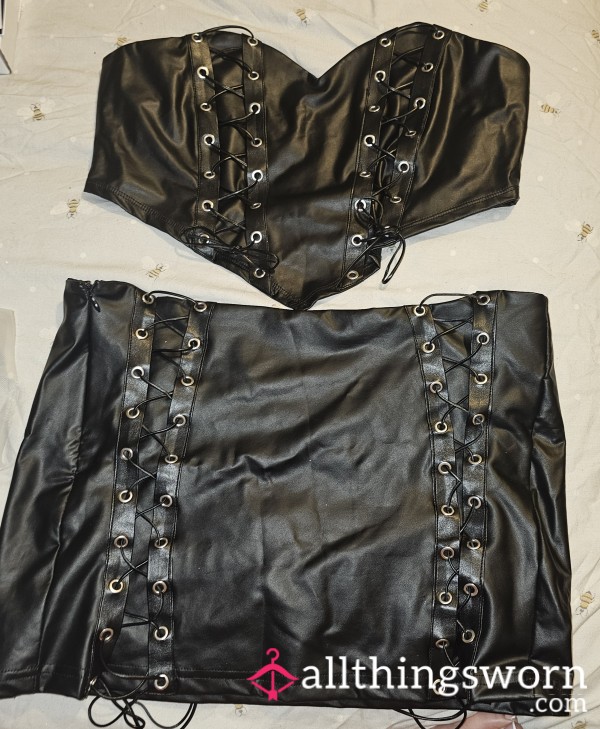 **SOLD**Leather Skirt And Top Set **SOLD**