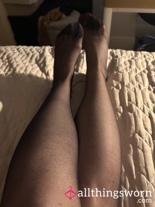 Legs And Body Stretched Out In Nylon Tights