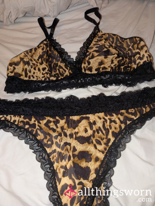 Leopard Print Bralette And Thong