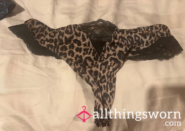 Leopard Print Laced Used Thong