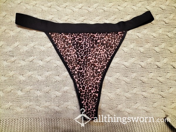 Leopard Print Mesh Thong Thick Band