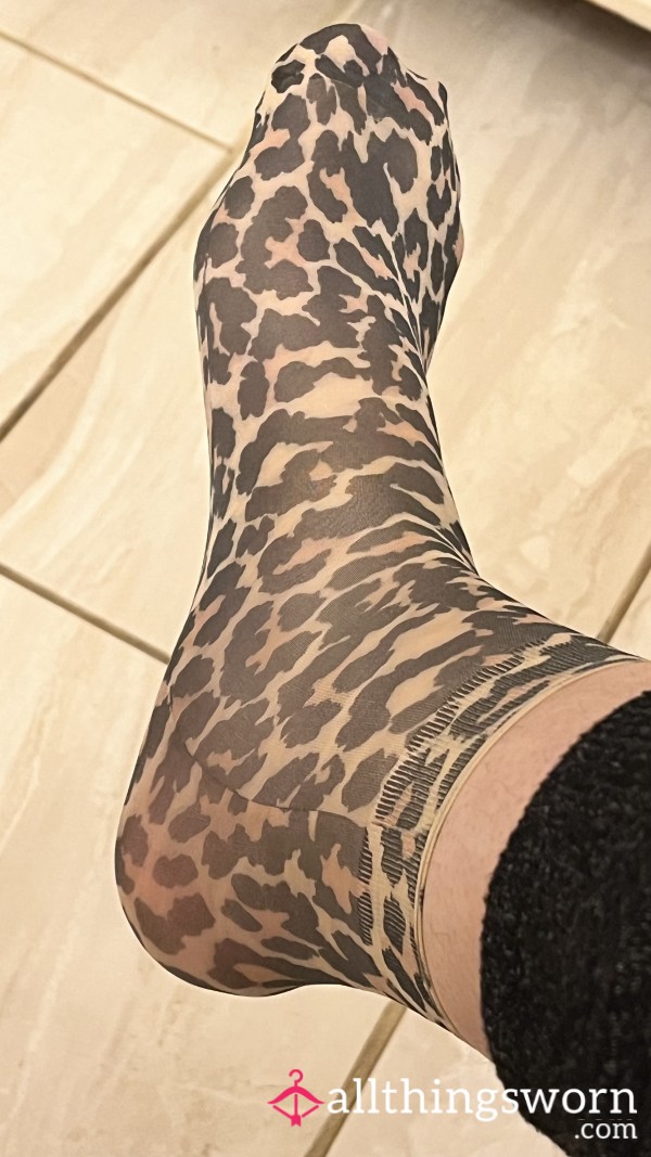 Leopard Print Sheer Nylon Socks