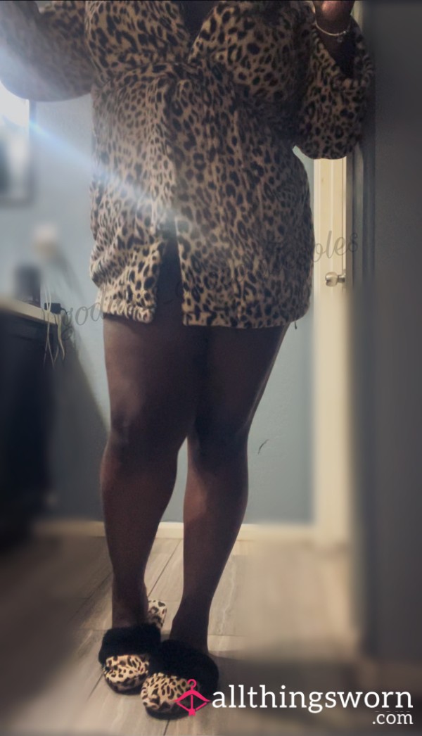 Leopard Print VS Robe And Slippers Set